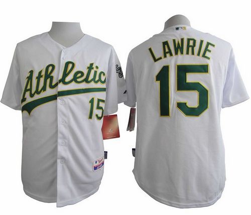 Athletics #15 Brett Lawrie White Cool Base Stitched MLB Jersey